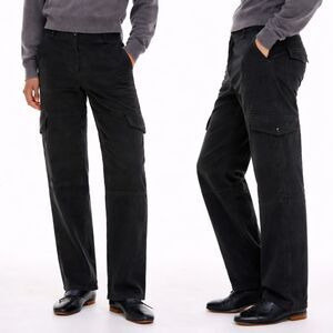 Wilfred Free Cargo Pants Women 6 Washed Black Utility Stretch Twill Straight Leg